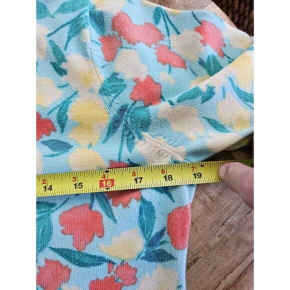 L.L Bean Floral Button Front Cardigan Sweater Cotton Women's M Cottagecore - Picture 5 of 9